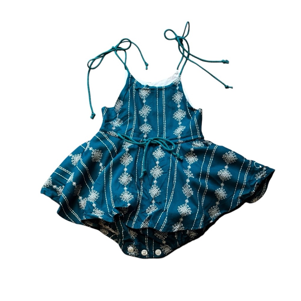 Wildling Teal Boho Nico Skirted Romper 12 months